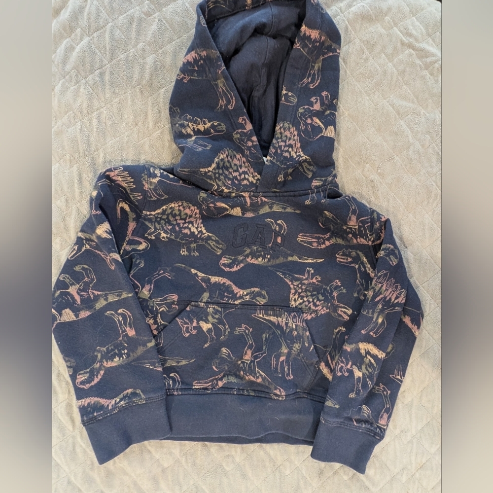GAP Kids Size 5 Navy Dinosaur Hoodie
